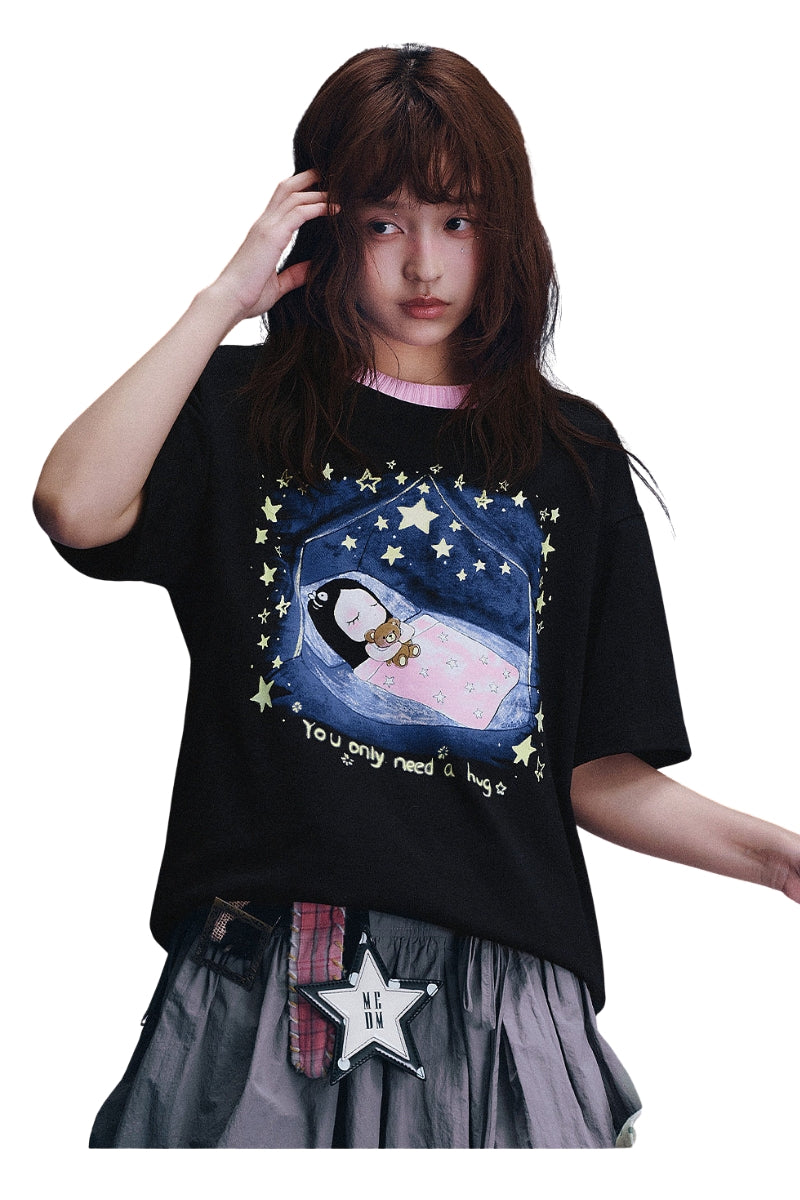 MEDM x Iria's Mailbox Starry Sky Glitter Print Cute Tee