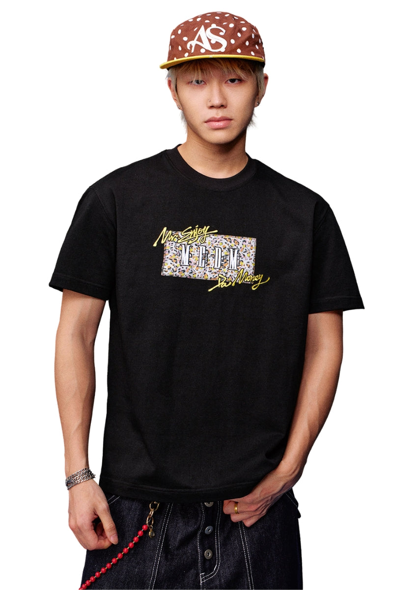 MEDM Leopard Patch Embroidery Star Graffiti Tee