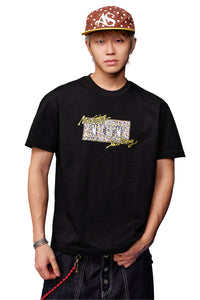 MEDM Leopard Patch Embroidery Star Graffiti Tee
