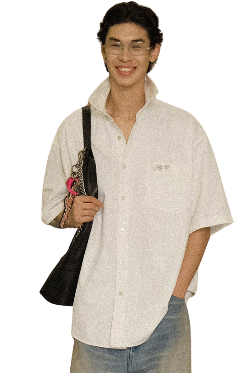 Masonprince Handwritten Label Pima Cotton Short-Sleeved Shirt