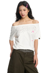 DangerousPeople｜Whimsical Garden Music‑Note One‑Shoulder Women’s T‑Shirt