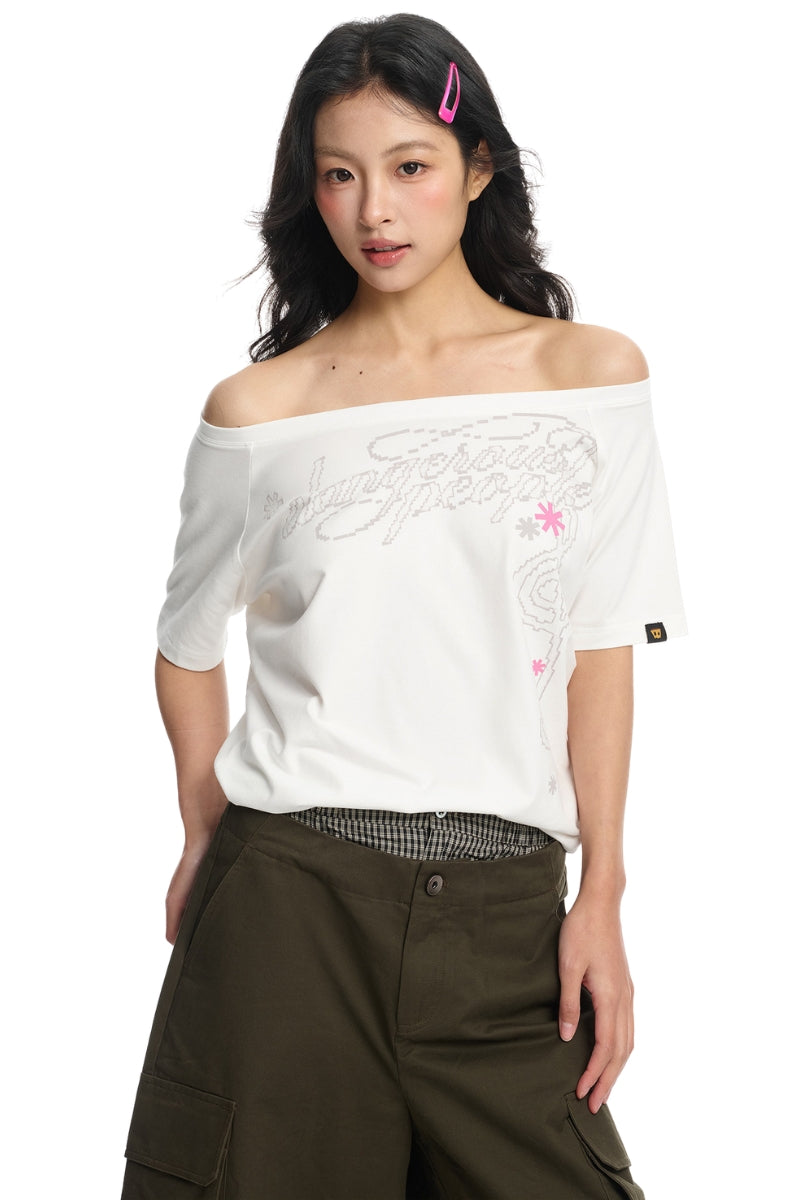 DangerousPeople｜Whimsical Garden Music‑Note One‑Shoulder Women’s T‑Shirt