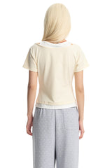 DangerousPeople｜Spliced Mock Two‑Piece Color‑Block Women’s T‑Shirt
