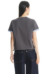 DangerousPeople DSP｜Color‑Block Splicing Hand‑Drawn Bear Print Sorona Quick‑Dry T‑Shirt