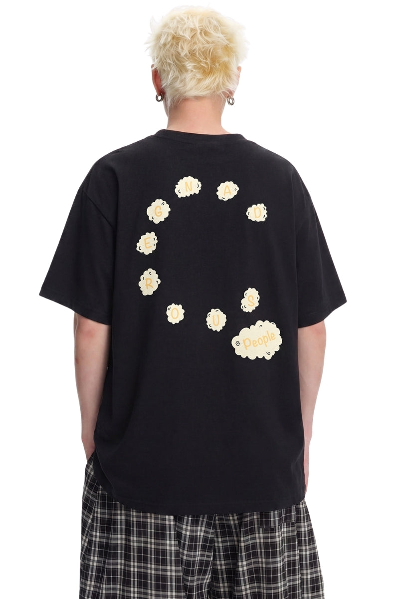Dangerouspeople DSP Fluffy Sheep Letter Print Cool‑Touch Unisex T‑Shirt
