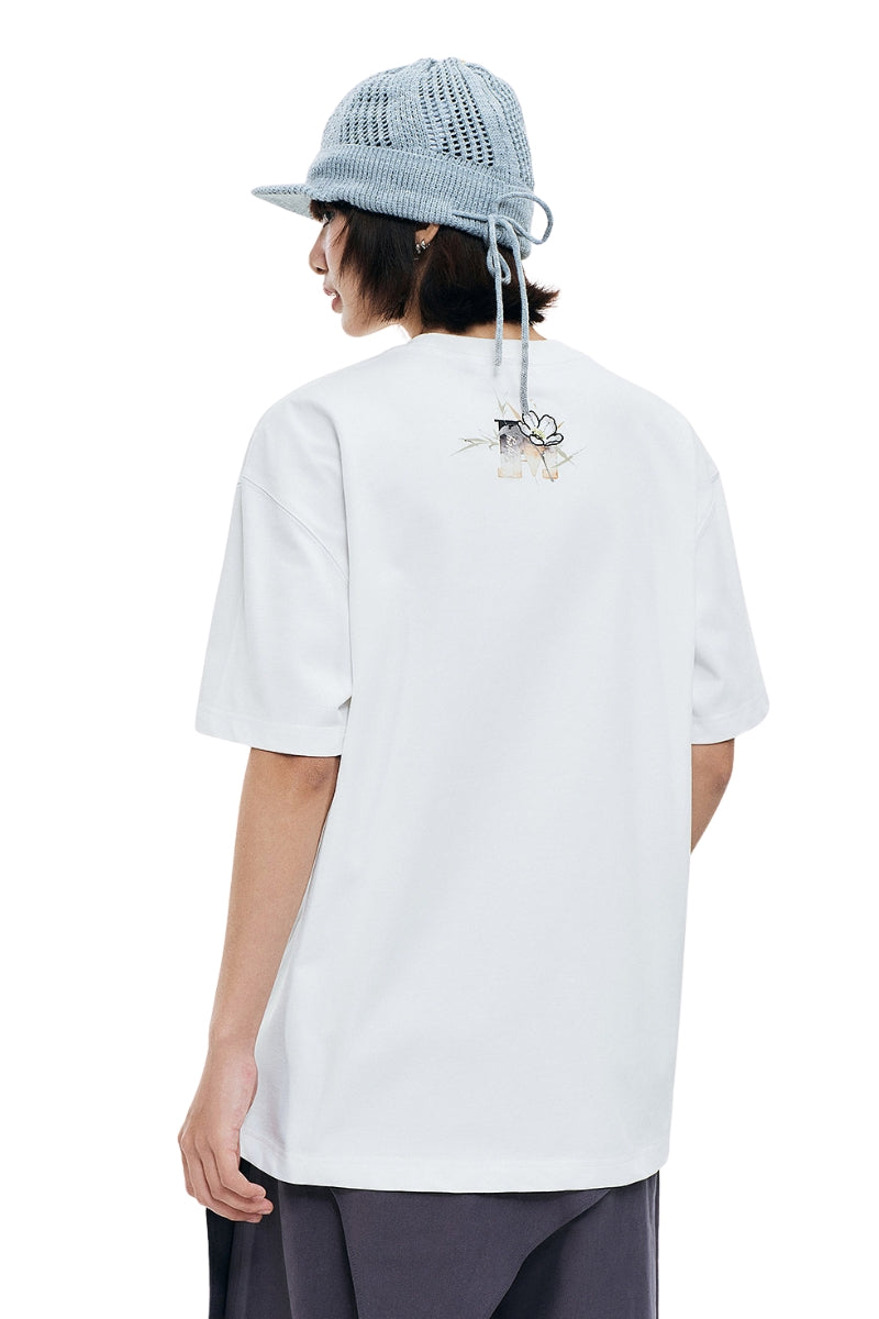MEDM Ink Floral Embroidered Unisex Short Sleeve Tee