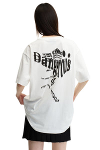 Dangerouspeople DSP Motion Blur Letter Print T‑Shirt Sporty Oversized Loose Streetwear Unisex Tee