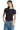 DangerousPeople DSP Women's Vintage Henley Neck Ruched Slim‑Fit Tee