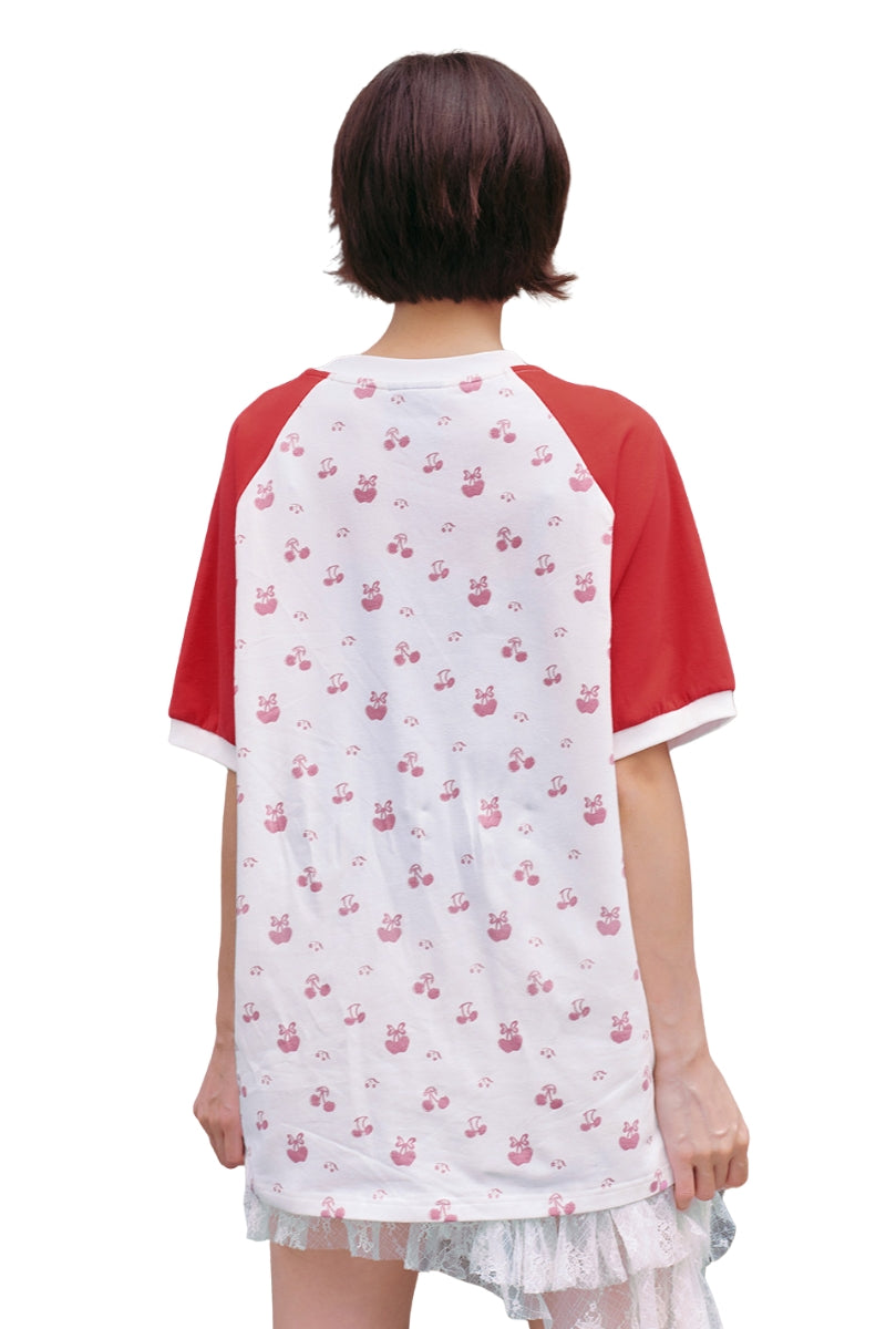 MEDM YUY Yu Small Cherry Raglan Allover Print Couple T-Shirt