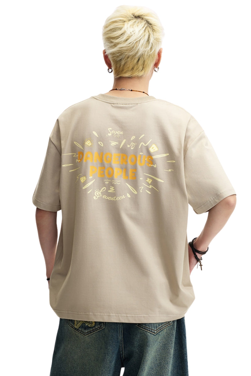 Dangerouspeople DSP Color‑Block Note Mini‑D T‑Shirt Sorona Cool‑Touch Oversized Streetwear Unisex Tee