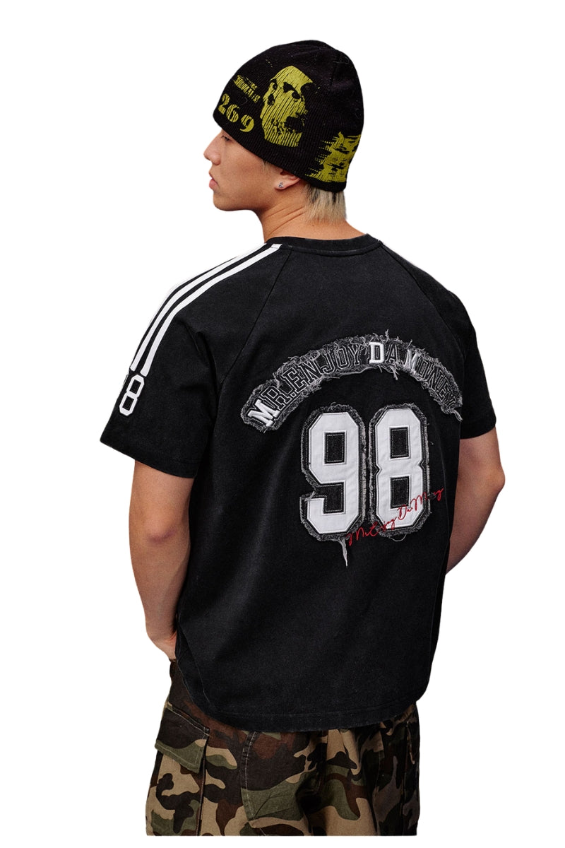 MEDM Denim Patch Embroidery Washed Tee