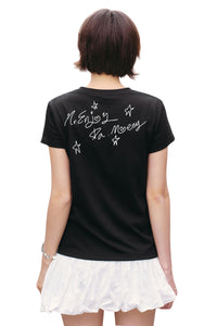 MEDM X YUY Yu Big Face Print Women Slim Fit Crew Neck T-Shirt