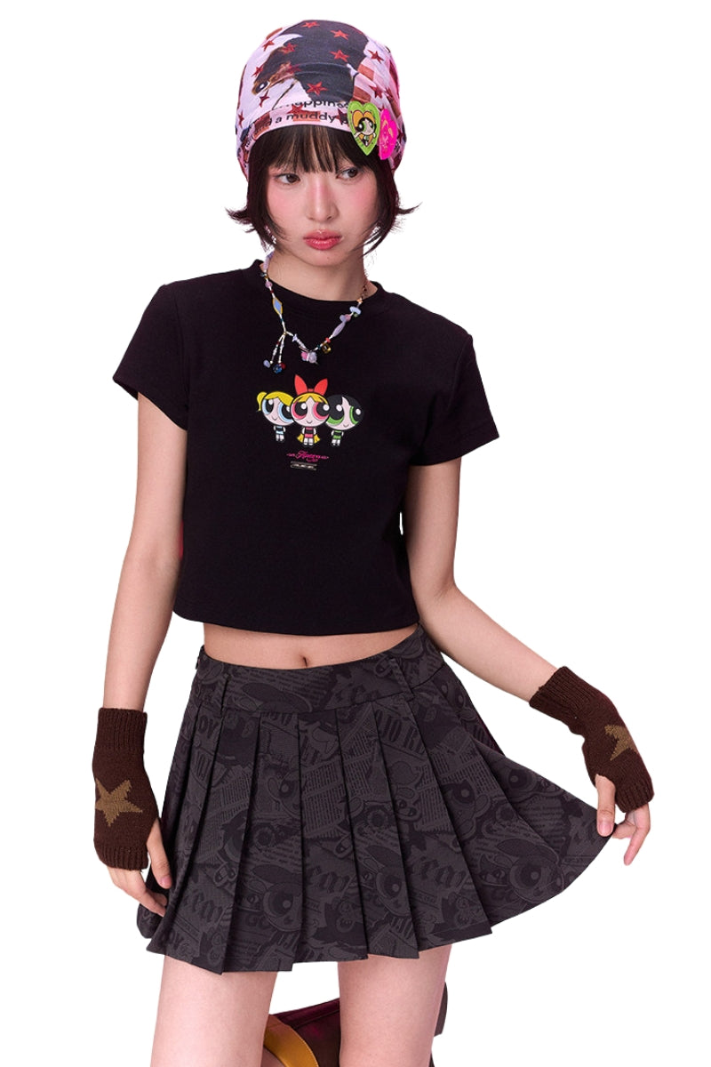 BJHG × The Powerpuff Girls Women Slim‑Fit Graphic‑Print Short‑Sleeve Tee