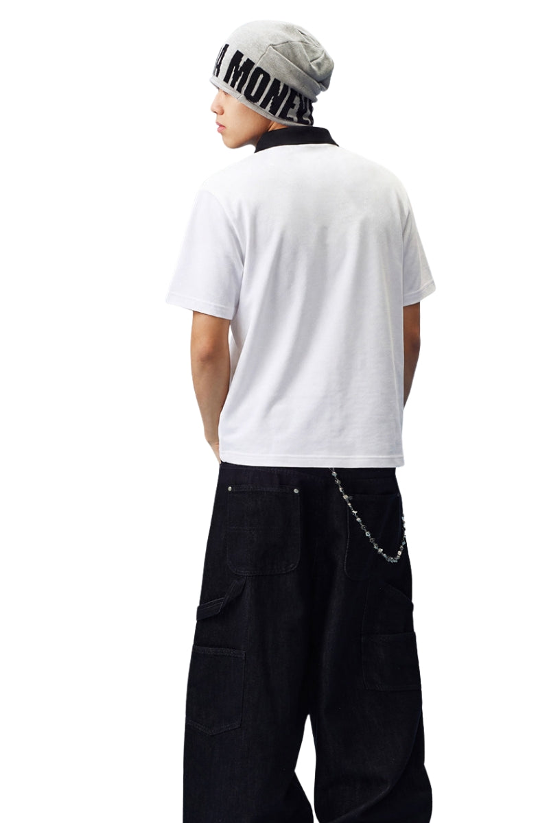 MEDM Color Block 3D Embroidered Men Polo T-Shirt
