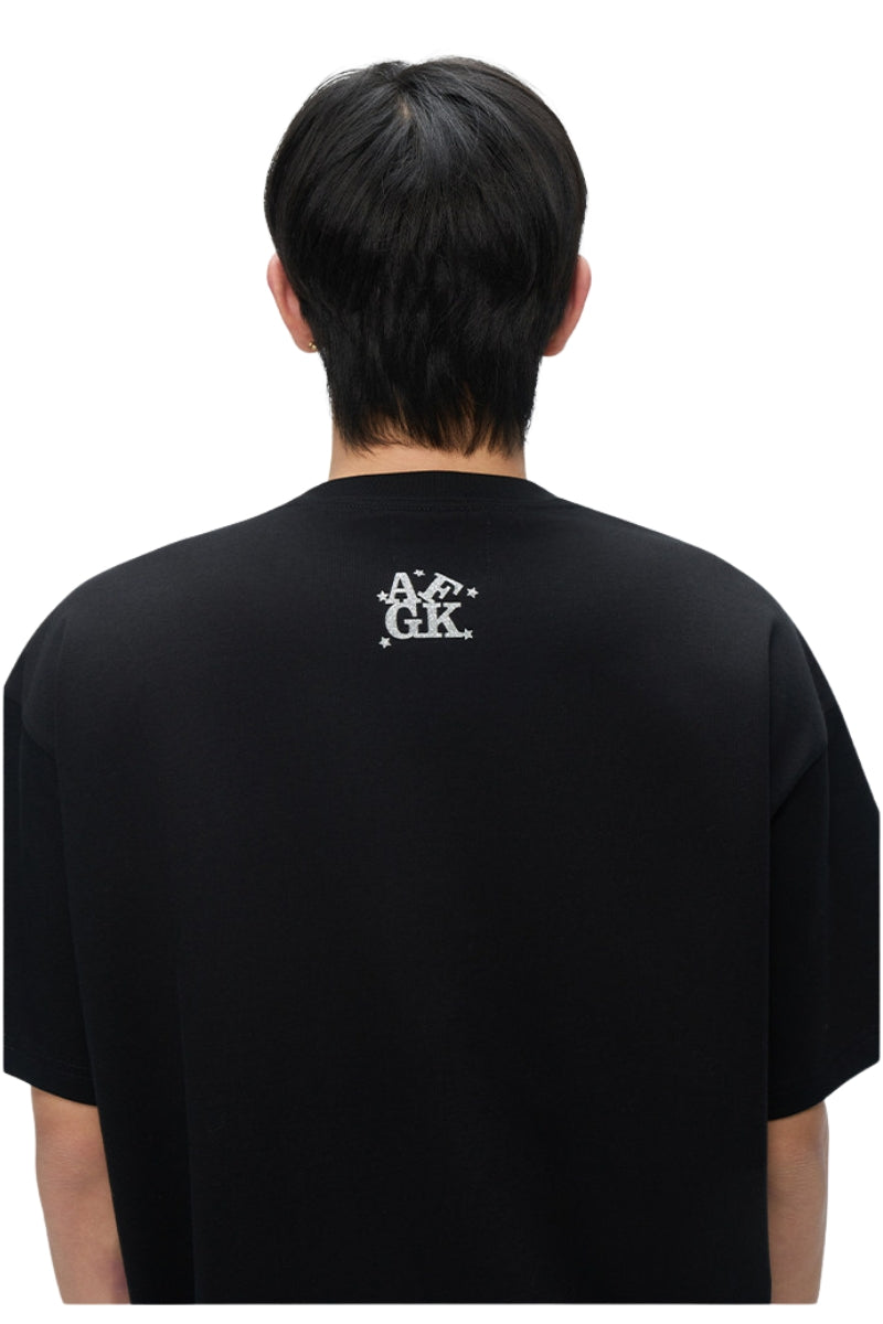 AFGK Shiny Star Rhinestone Tee Unisex American Vintage Loose T-shirt