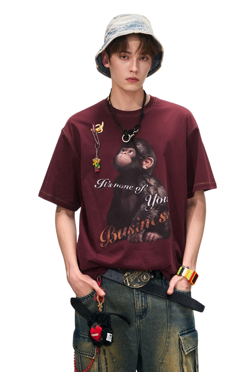 BJHG Men Cool‑Touch Sun‑Protection Quick‑Dry Tee American Retro Print Luxury Summer Top