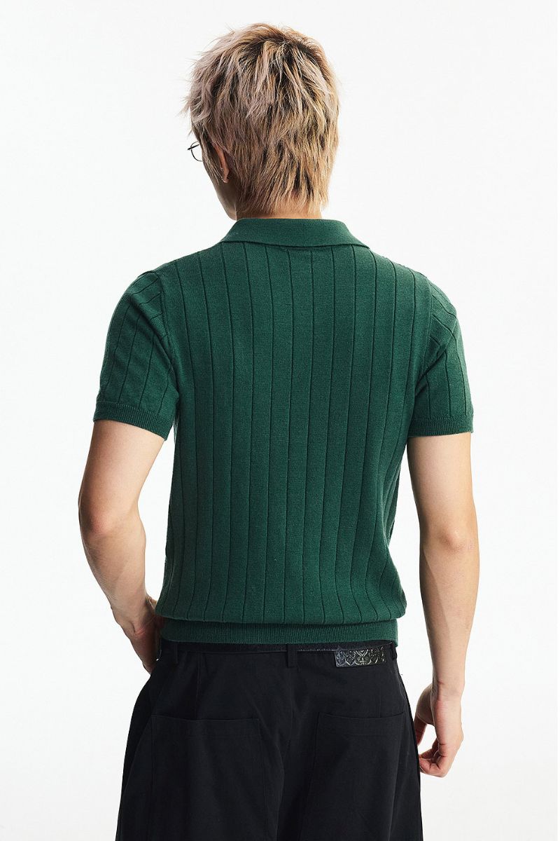 MEDM Quiet Luxury Knit Relaxed Unisex Short Sleeve Polo Shirt