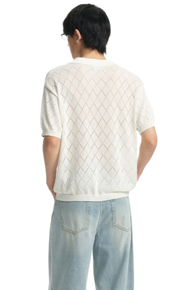 Dangerouspeople DSP Puzzle Icon Knit Polo Loose Cool‑Touch Unisex Shirt