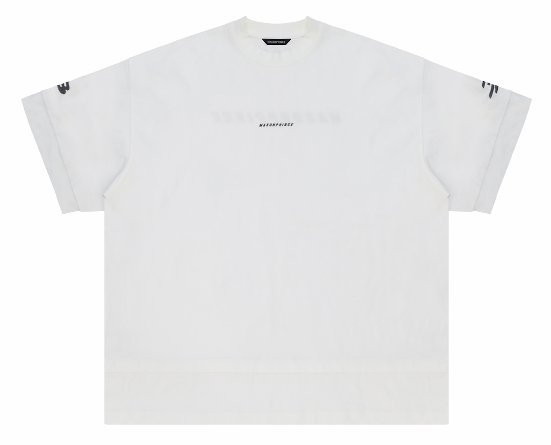 Masonprince  Double Golden Divide Knitted Round-Neck Short T-Shirt