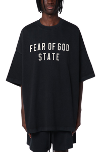 Fear Of God Essentials FW24 Heavy Jersey Crewneck STATE Tee BLACK NAVY Oversize [125BT242000F]