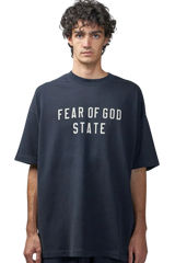 Fear Of God Essentials FW24 Heavy Jersey Crewneck STATE Tee BLACK NAVY Oversize [125BT242000F]
