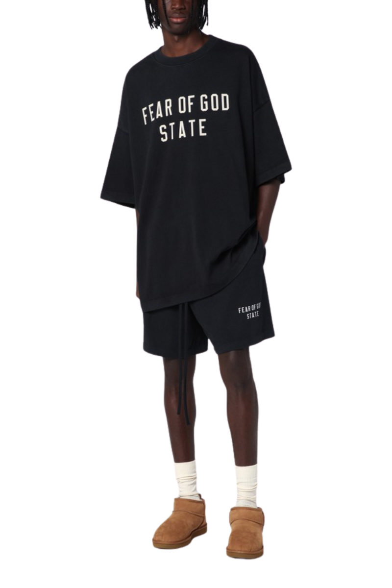 Fear Of God Essentials FW24 Heavy Jersey Crewneck STATE Tee BLACK NAVY Oversize [125BT242000F]