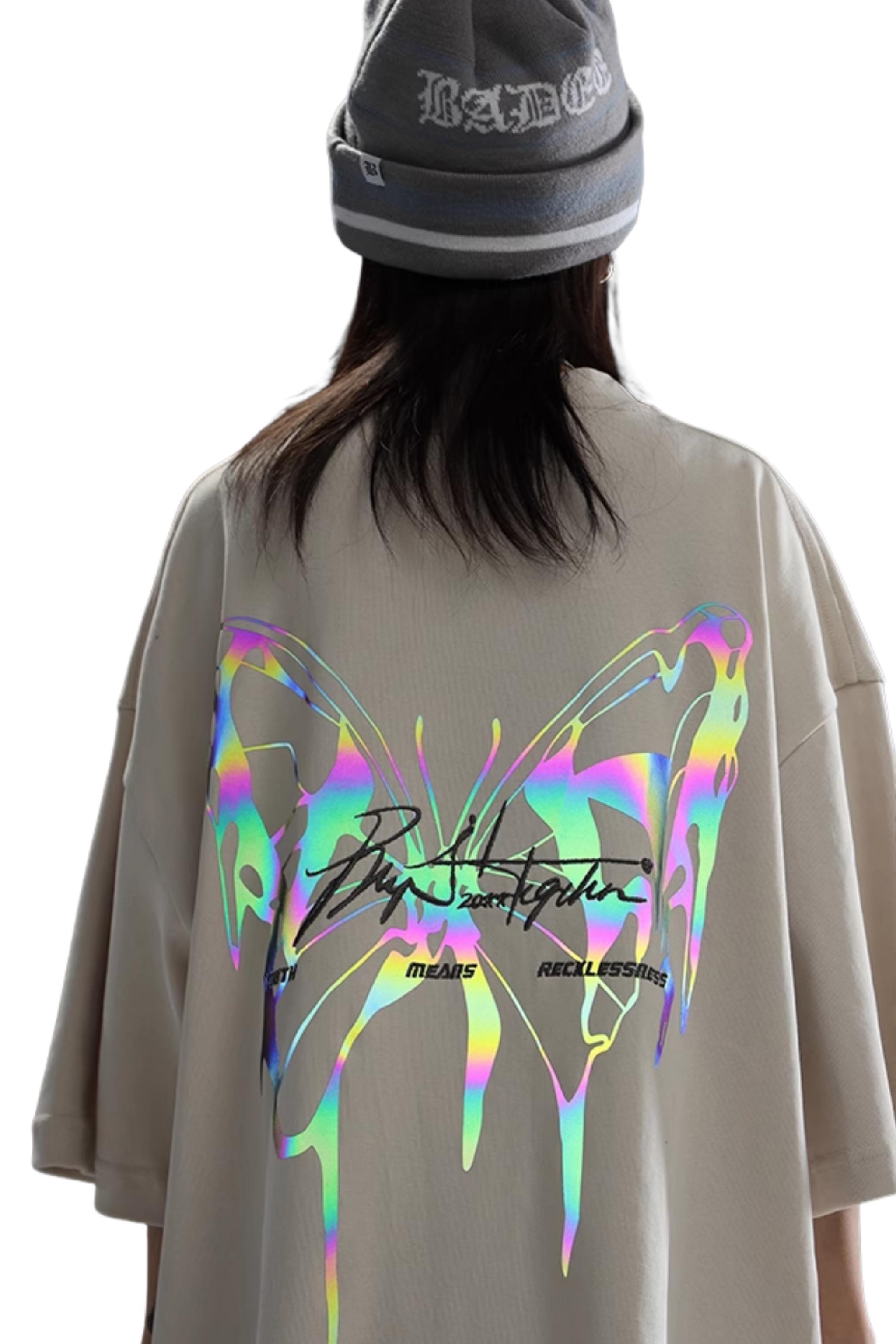 BJHG 3M Reflective Butterfly Embroidery Tee