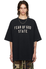 Fear Of God Essentials FW24 Heavy Jersey Crewneck STATE Tee BLACK NAVY Oversize [125BT242000F]