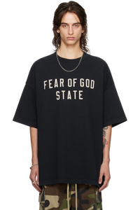 Fear Of God Essentials FW24 Heavy Jersey Crewneck STATE Tee BLACK NAVY Oversize [125BT242000F]