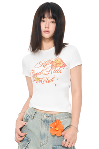 AFGK Colourful Rhinestone Floral Tee