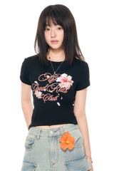 AFGK Colourful Rhinestone Floral Tee