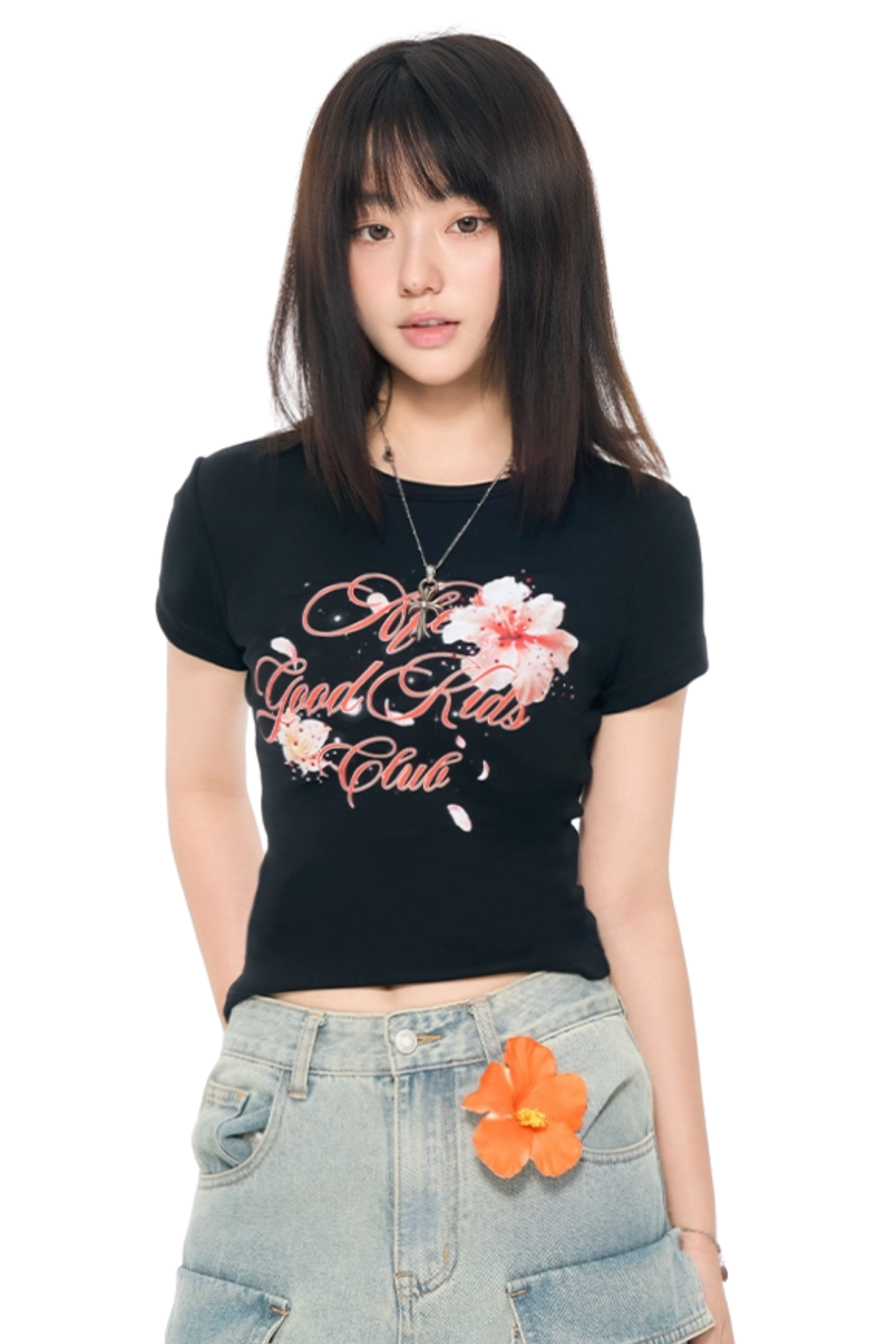 AFGK Colourful Rhinestone Floral Tee