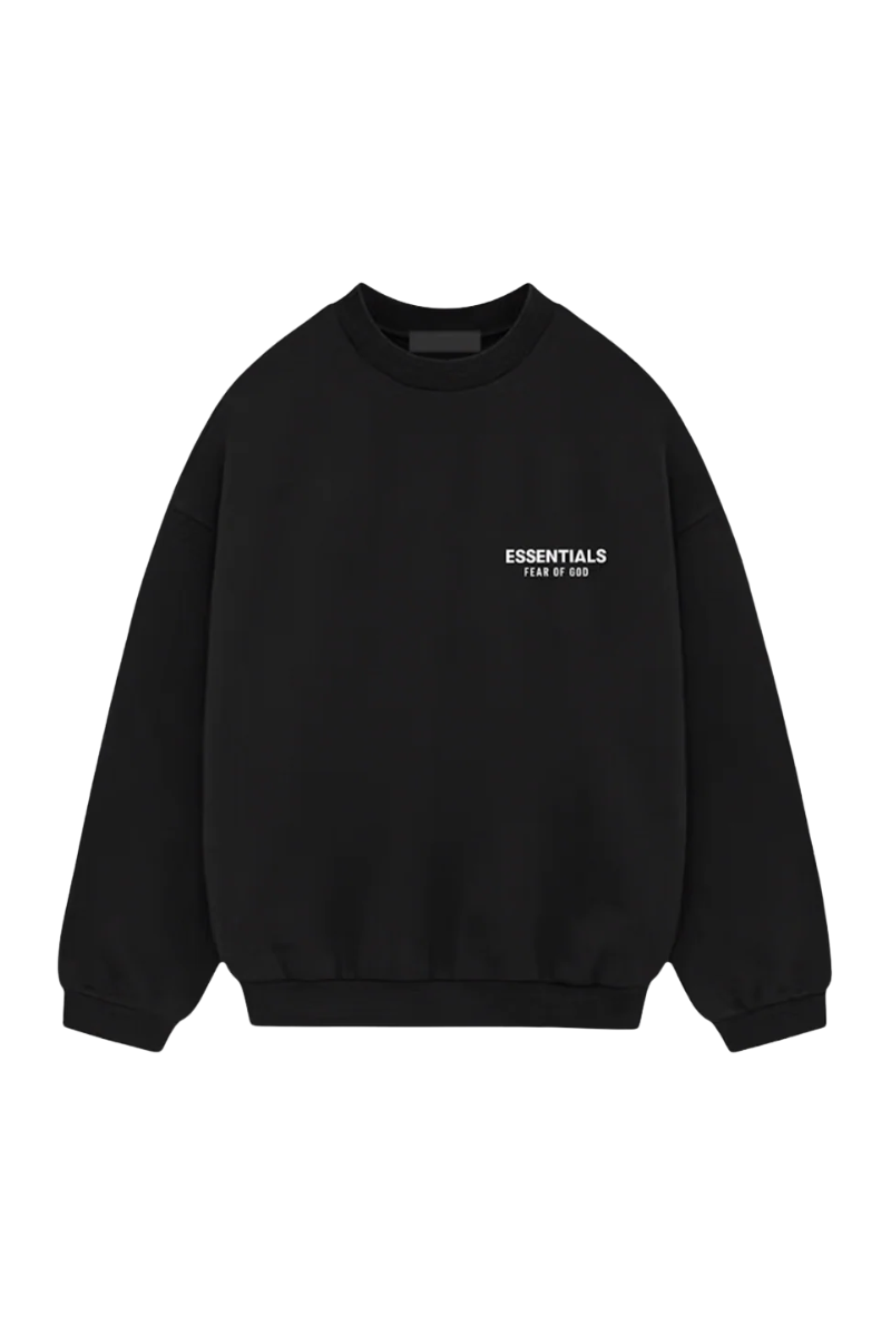 Fear Of God Essentials FW24 Fleece Crewneck Sweater BLACK Fear Of God Essentials FW24 Fleece Crewneck Sweater BLACK
