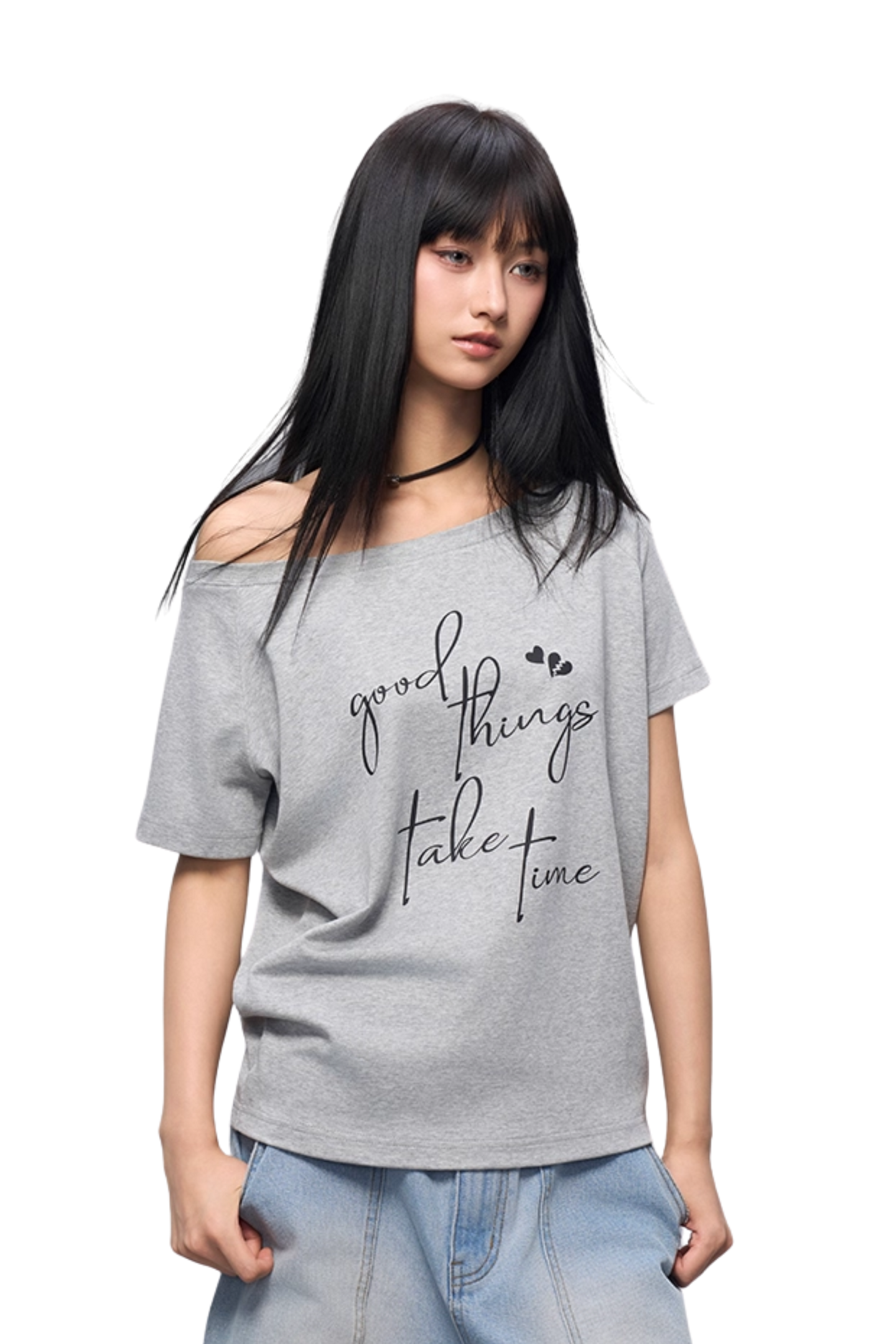 AFGK Cursive One Shoulder Ladies Tee