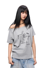 AFGK Cursive One Shoulder Ladies Tee