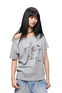 AFGK Cursive One Shoulder Ladies Tee