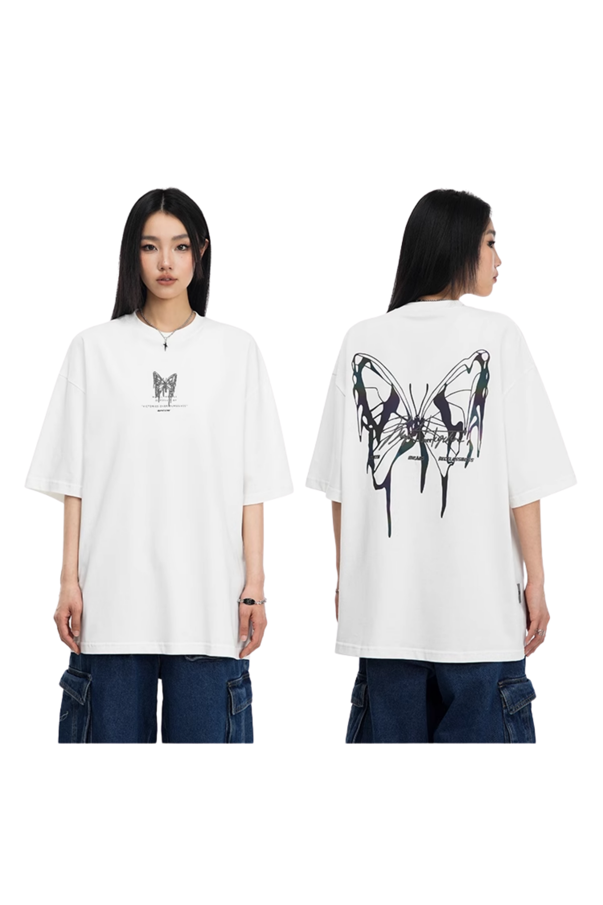 BJHG 3M Reflective Butterfly Embroidery Tee