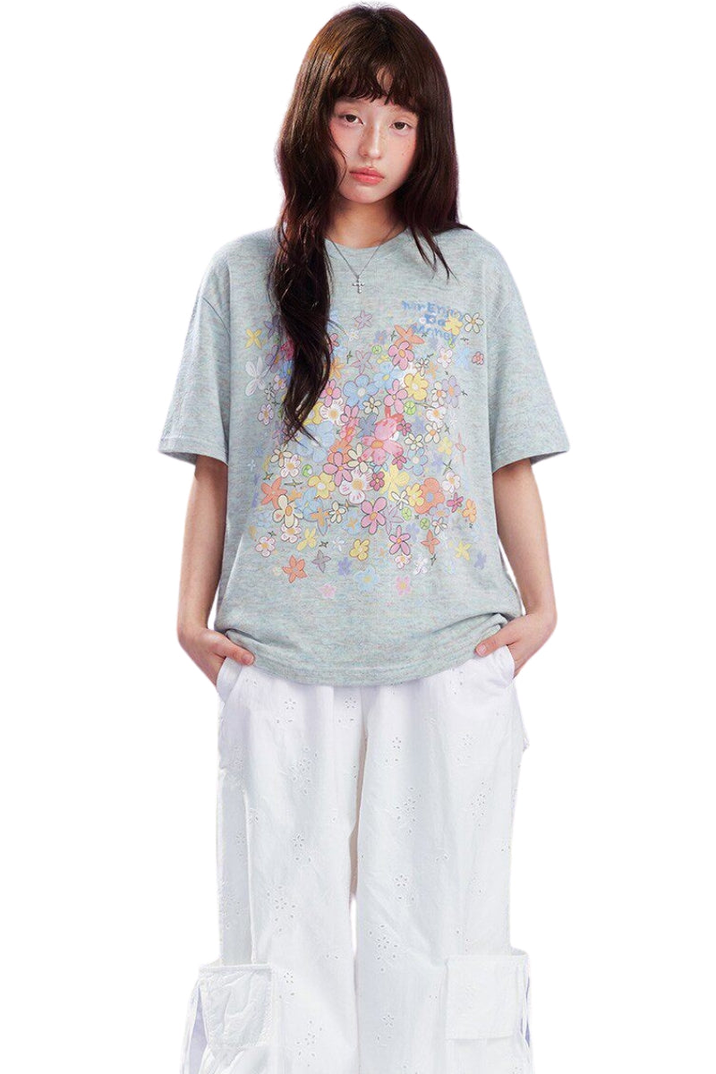 MEDM Dream Bubble Manga Flower All Over Print Heather Tee