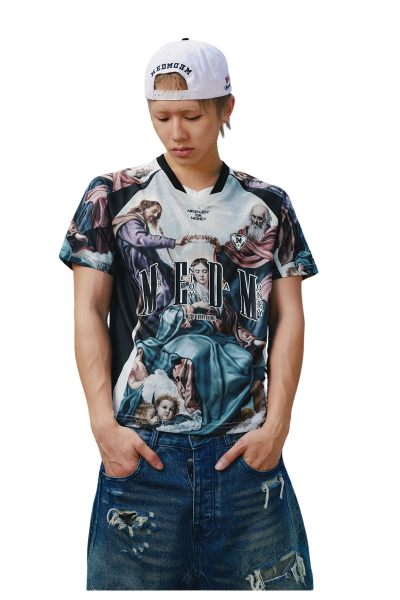 MEDM CORONATIONSPORT Classical Painting Allover Print Jersey Tee