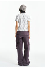 MEDM Fake Two-Piece Polka Dot Short-Sleeve POLO