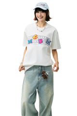 MEDM Double Color Embroidery Letter Unisex T-Shirt