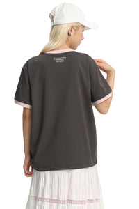 DangerousPeople DSP Color‑Block Paper‑Bag Head Pocket Loose Drop‑Shoulder Cool‑Touch T‑Shirt