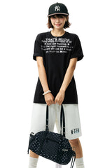 MEDM Vintage Letter Print Split Hem Unisex T-Shirt