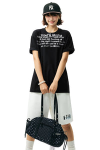 MEDM Vintage Letter Print Split Hem Unisex T-Shirt