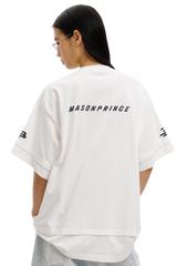 Masonprince  Double Golden Divide Knitted Round-Neck Short T-Shirt