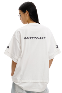 Masonprince  Double Golden Divide Knitted Round-Neck Short T-Shirt