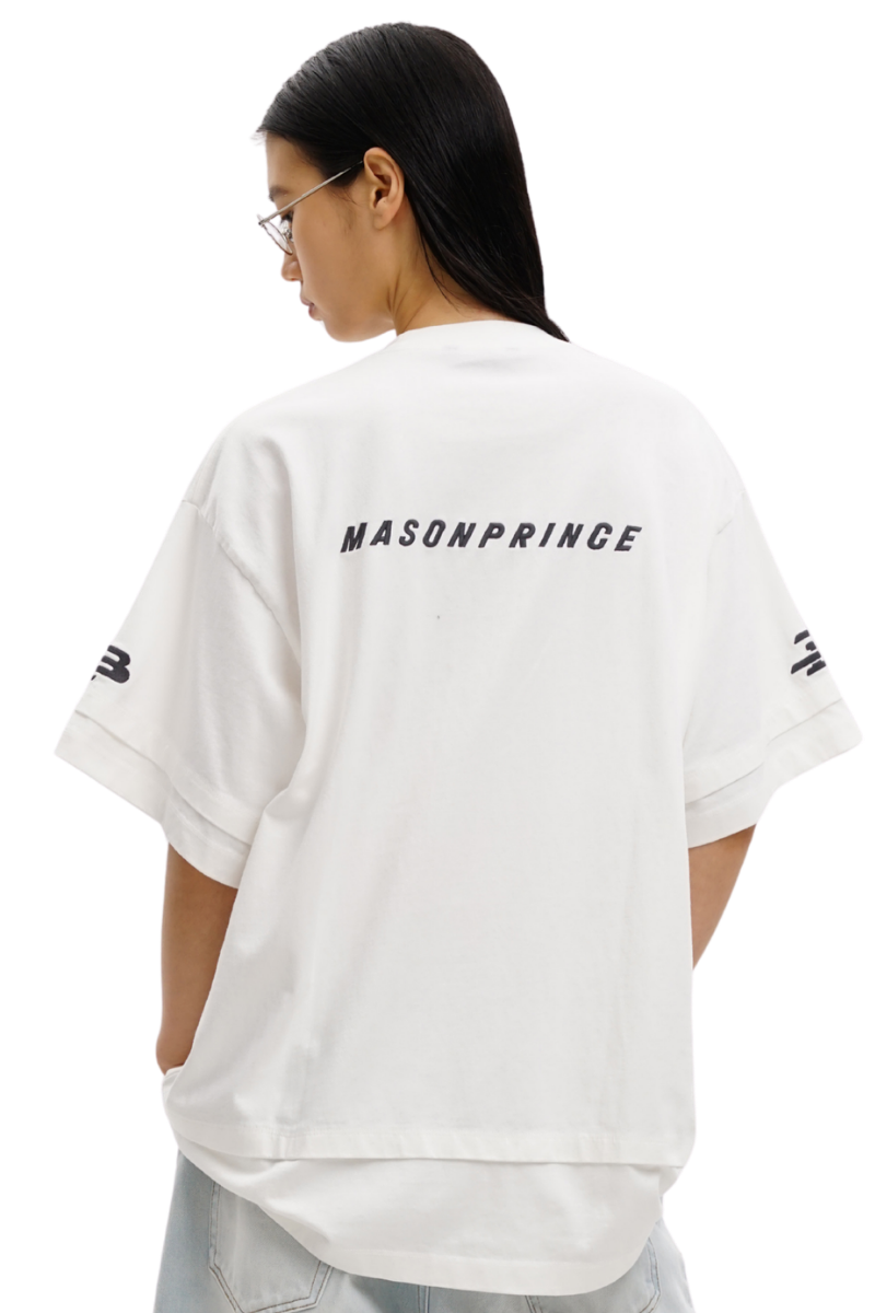 Masonprince  Double Golden Divide Knitted Round-Neck Short T-Shirt