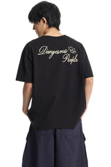 DangerousPeople｜Glow‑in‑the‑Dark Crown D‑Logo Print Cotton T‑Shirt