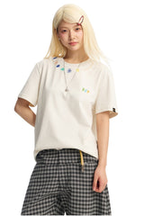 Dangerouspeople DSP Embroidery Flower Beaded Sorona Cool‑Touch T‑Shirt