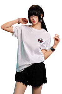 MEDM x EVA NEVER END Chibi Group Figure Star Print Crew Neck Summer Trendy Tee